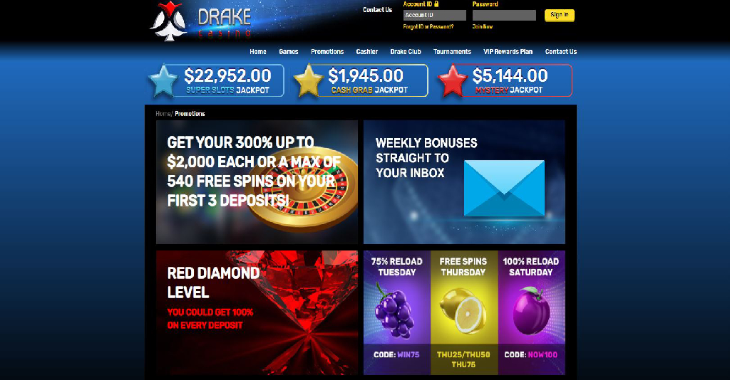 drake casino no deposit bonus